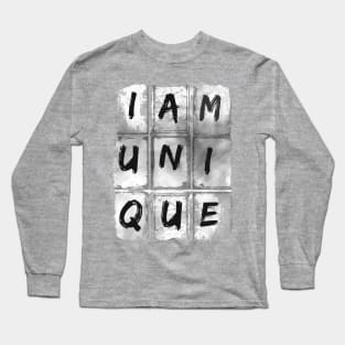 I'm Unique T-shirt Gray & White Long Sleeve T-Shirt